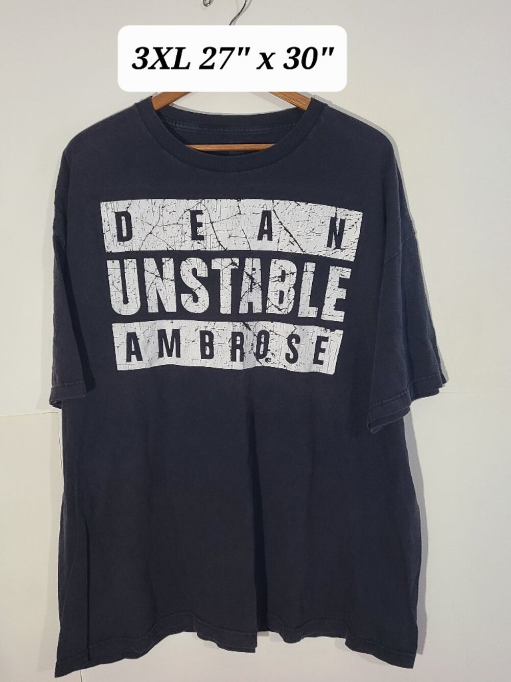 WWE Dean "Unstable" Ambrose 2-Sided Men's 3XL Black Faded T-Shirt